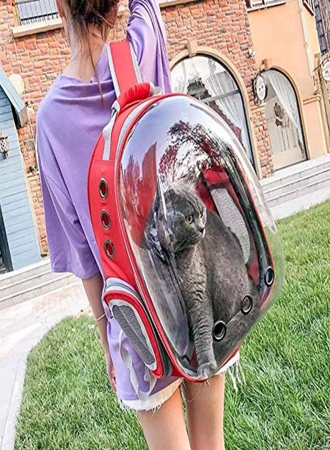 Petlicious & More Pet Transparent Cat Carrier Backpack Puppy Kitty Breathable Carriers for Travel Capsule Backpack (Red) - Image 5